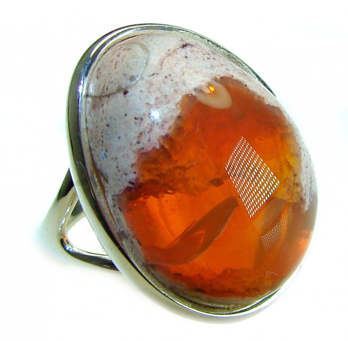 Bonfire Night best quality 29.5 carat Mexican Opal .925 Sterling Silver handmade ring 8 1/4 - photo 3