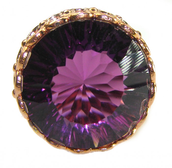 Dramatic design 15.8 carat Amethyst 14K Gold over .925 Sterling Silver Handcrafted Ring size 8 adjustable - photo 2