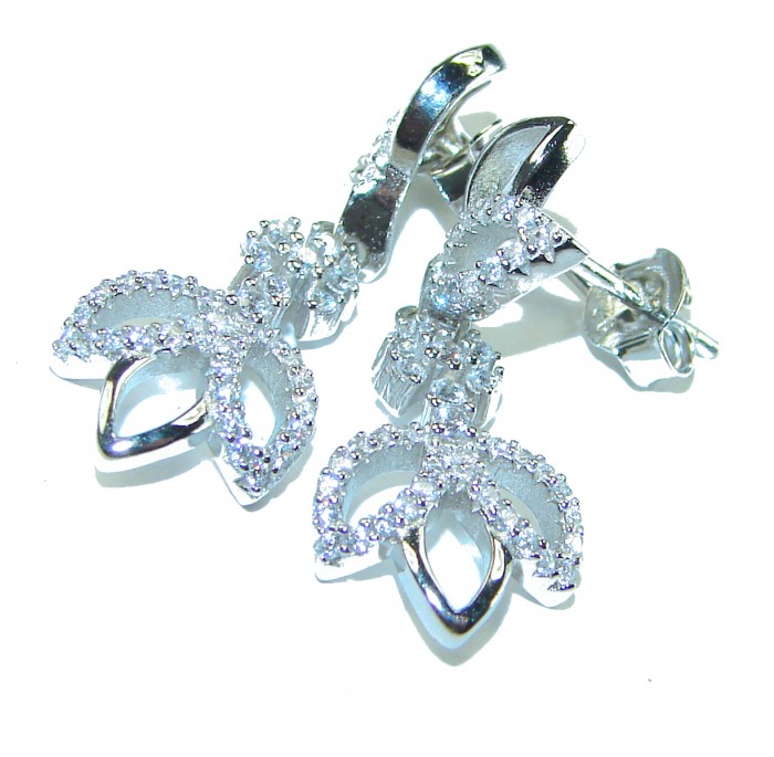 Exclusive White Topaz .925 Sterling Silver .925 Sterling Silver handcrafted Earrings - photo 2