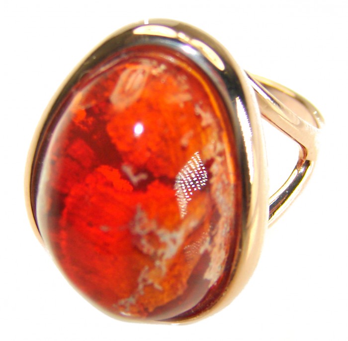Queen of Fire best quality 12.4 carat Mexican Opal 18K Rose Gold over .925 Sterling Silver handmade ring 6 - photo 1