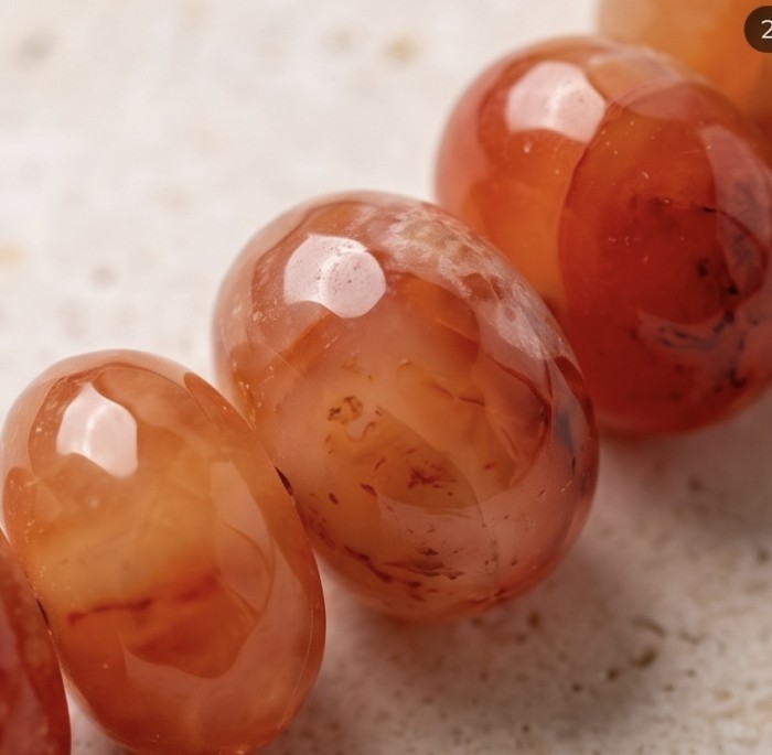 Carnelian - acting as a talisman to banish fear and inspire action - Natural 887.4 Cts Carnelian Agate .925 Sterling Silver MASSIVE Necklace - Carnelian beads close-up, highlighting color and texture