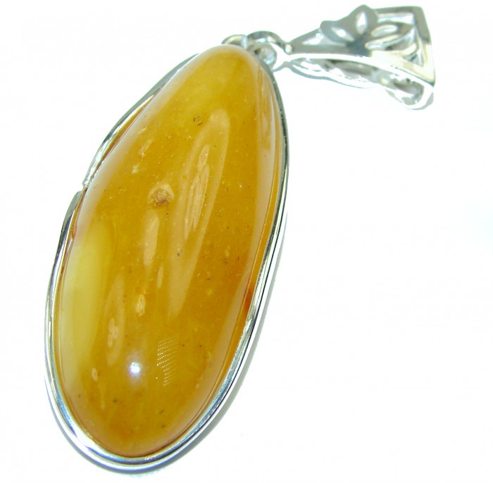 Golden Buttescotch Baltic Amber .925 Sterling Silver handmade pendant - photo 2