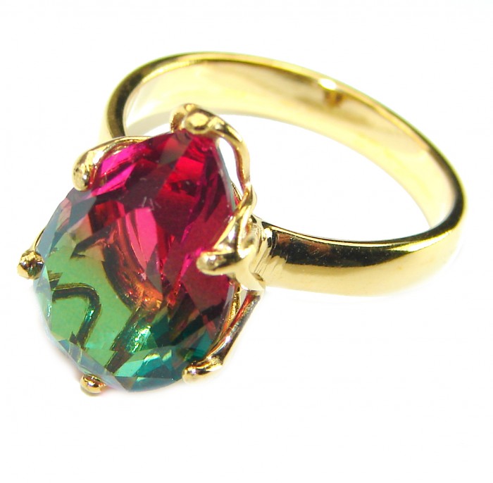 Brazilian Tourmaline 18K Gold over .925 Sterling Silver Perfectly handcrafted Ring s. 6 - photo 1
