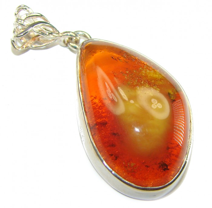 Vintage Beauty authentic Baltic Amber .925 Sterling Silver handcrafted pendant - photo 1