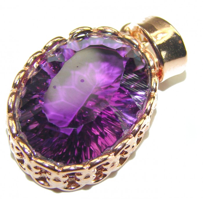Vintage Design Amethyst 14K Rose Gold over .925 Sterling Silver handcrafted Pendant - photo 2