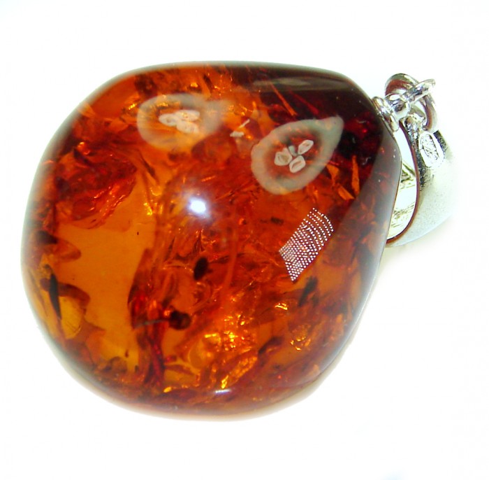 Honay Drop authentic Baltic Amber .925 Sterling Silver handmade Pendant - photo 3