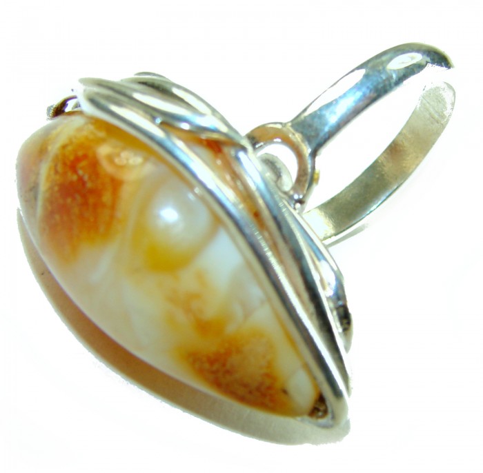 Carmel-by-the-Sea Authentic Butterscotch Baltic Sea Amber .925 Sterling Silver handcrafted ring; s. 7 adjustable - photo 1