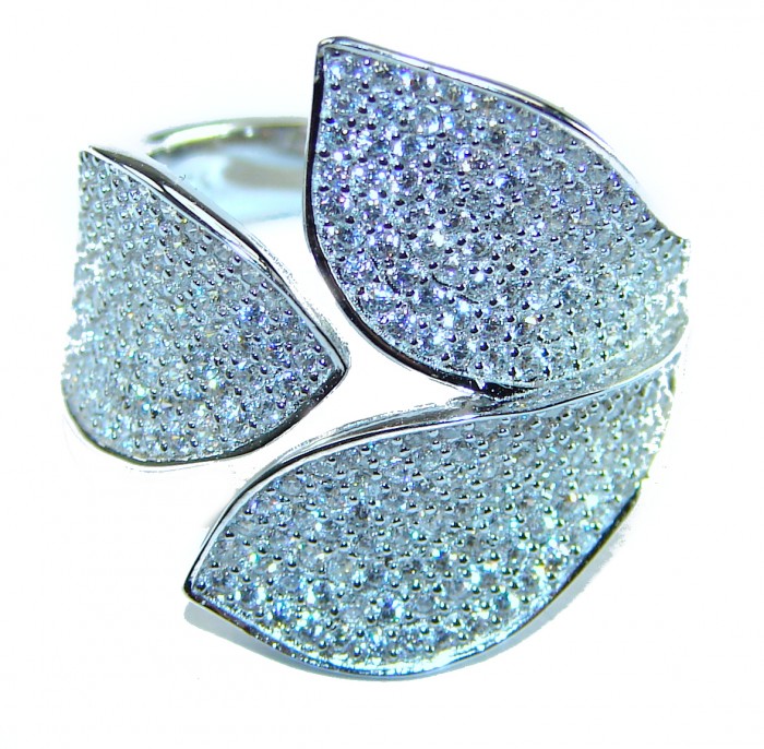 Exclusive 9.9 carat White Topaz .925 Sterling Silver handcrafted ring size 6 1/4 - photo 2