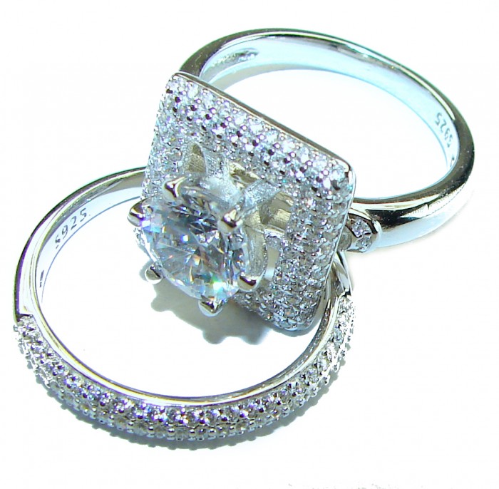 Dazzling - Exclusive 5.6 carat White Topaz .925 Sterling Silver handcrafted Stackable ring size 8 - photo 3