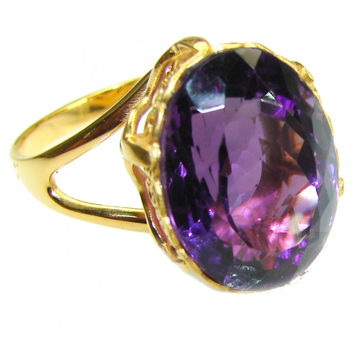 Dramatic design 8.8 carat AUTHENTIC Amethyst 14K Gold over .925 Sterling Silver Handcrafted Ring size 9 - photo 3