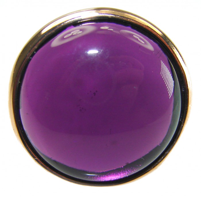 Purple Full Moon authentic 18.5 carat Amethyst 14K Gold over .925 Sterling Silver Handcrafted Large Ring size 8 - photo 2