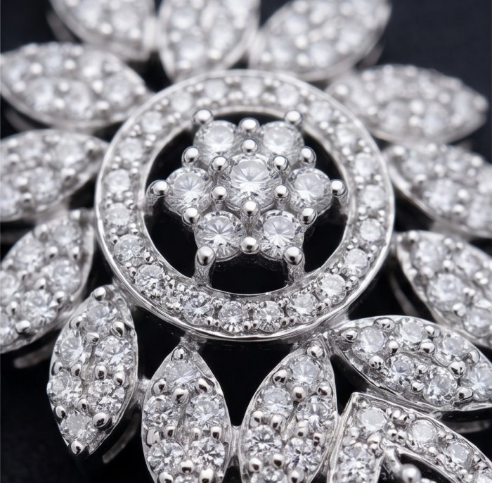 Romantica Precious Natural 4.2 carat White Topaz .925 Sterling Silver handmade necklace - Close-up of Romantica 4.2 carat white topaz sterling silver jewelry.