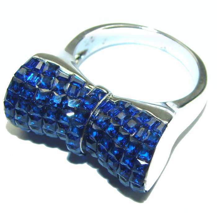 Luxurious Blue Ribbon Sapphire .925 Sterling Silver handcrafted Ring size 8 1/4 - photo 1
