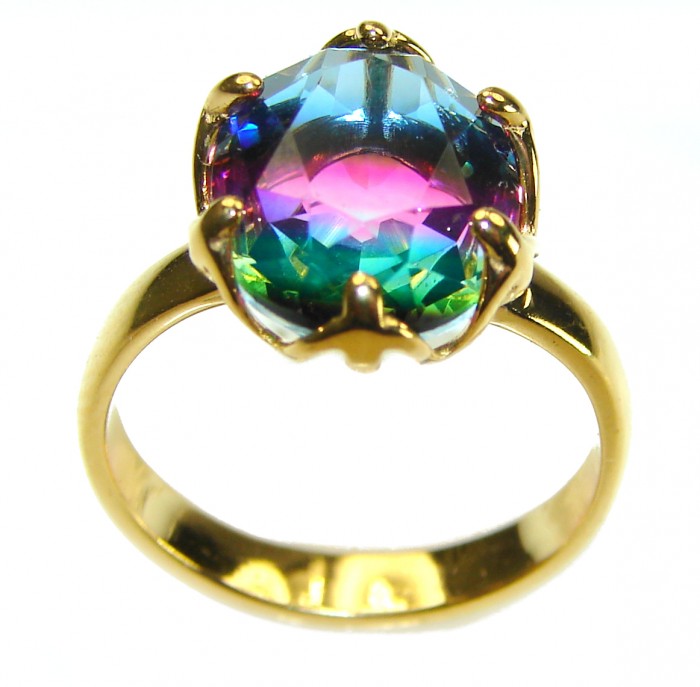 11.8 carat Brazilian Tourmaline 14K Gold over .925 Sterling Silver Perfectly handcrafted Ring s. 6 - photo 2
