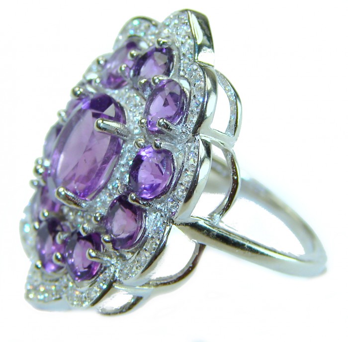 Blooming Love 11.8 carat Amethyst .925 Sterling Silver Handcrafted Ring size 7 - photo 1