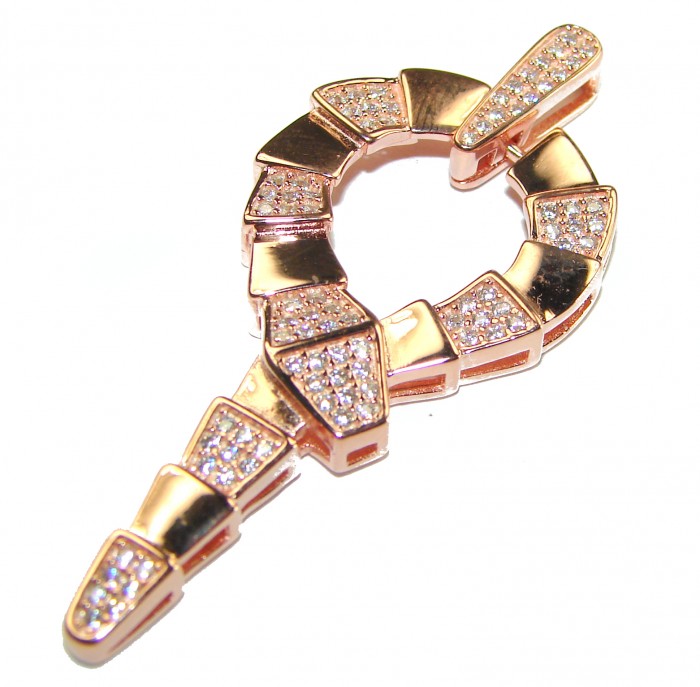 The Egyptian Cobra White Sapphire 18K Rose Gold over .925 Sterling Silver Pendant - photo 2