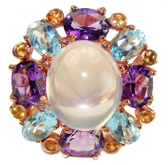 Pink Dream Authentic 8.5 carat Brazilian Rose Quartz 18K Rose Gold over .925 Sterling Silver incredible Ring size 8 1/2 - photo 3