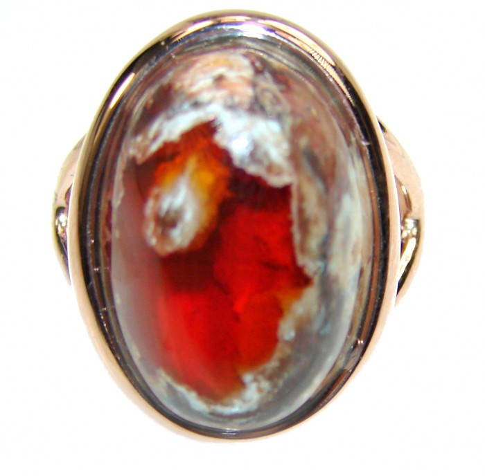 Sonoran Desert Mexican Opal 18K Rose Gold over .925 Sterling Silver handcrafted Ring size 6 3/4 - photo 1