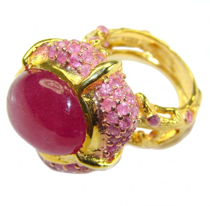Infinity authentic Ruby 18K Gold over .925 Sterling Silver handcrafted Ring size 7 - photo 1