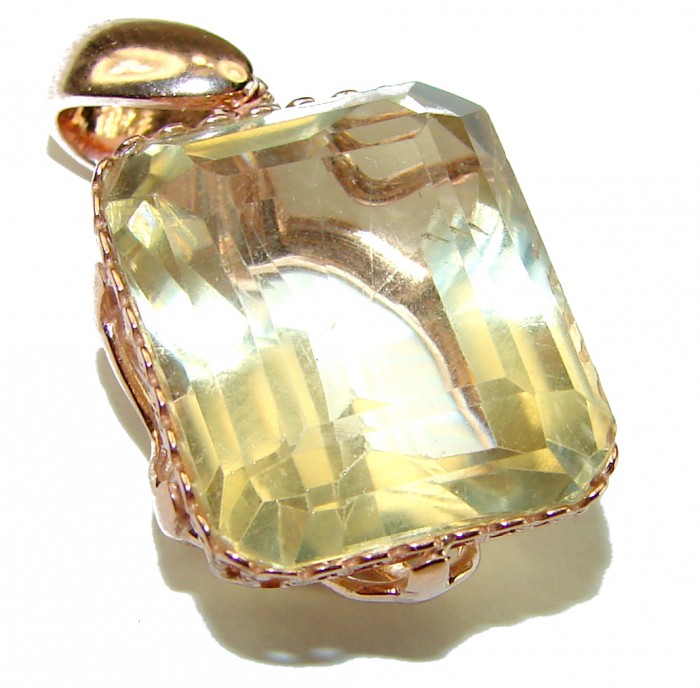 17.3 carat Lemon Quartz 14K Gold over .925 Sterling Silver handcrafted pendant - photo 2