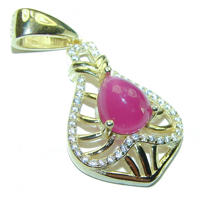 Authentic 4.5 carat Ruby 14K Gold over .925 Sterling Silver handcrafted Pendant - photo 1