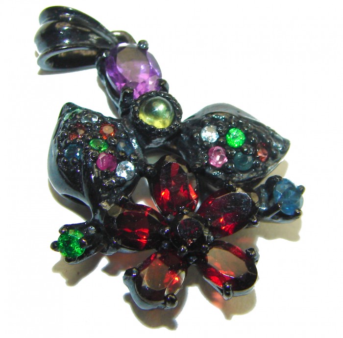Carmen authentic 6.5 carat Garnet black rhodium over .925 Sterling Silver handcrafted pendant - photo 3