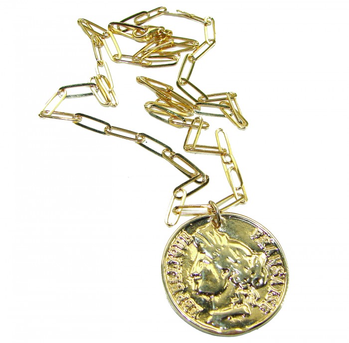 Vintage Style Coin .925 Sterling silver and plated with 14K Gold handcrafted necklace - photo 3