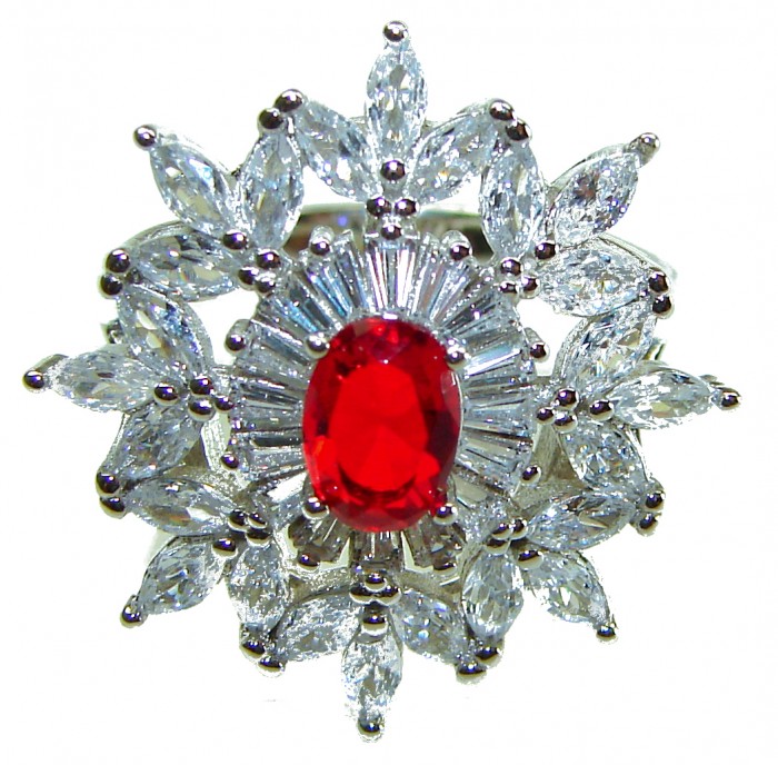 Luxurious 2.2 carat Ruby .925 Sterling Silver handcrafted Ring size 8 - photo 2