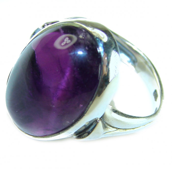 Dramatic design 12.8 carat AUTHENTIC Amethyst .925 Sterling Silver Handcrafted Ring size 7 1/4 - photo 1