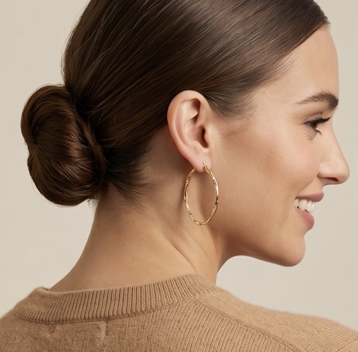 Allure Golden tone handcrafted Stylish Hoop earrings - photo 1