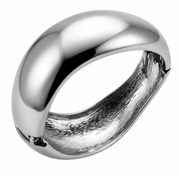 Precious Natural Silver Waves Hinge Bangle bracelet - photo 4