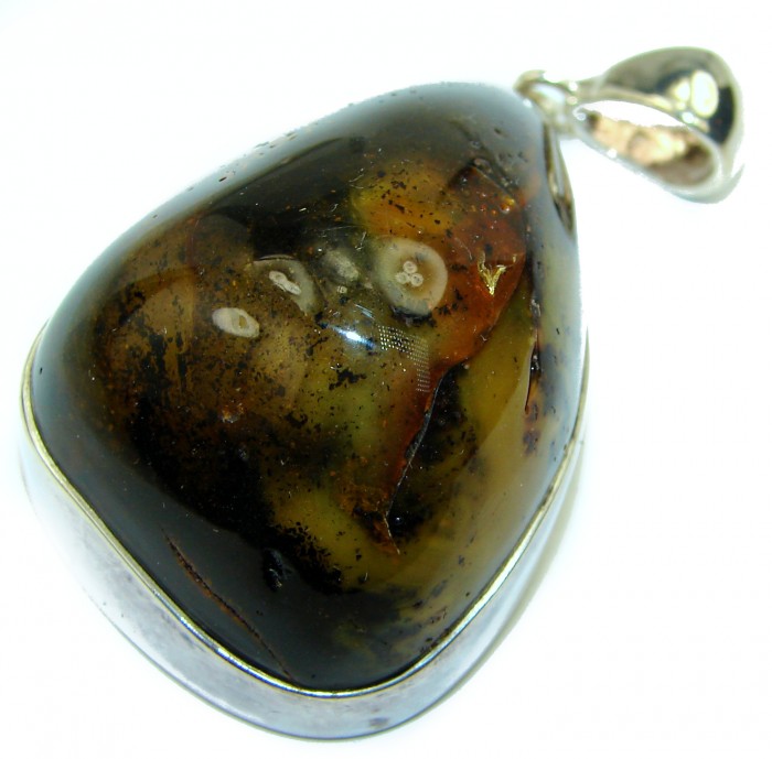Large Authentic Baltic Amber .925 Sterling Silver handmade Pendant - photo 1