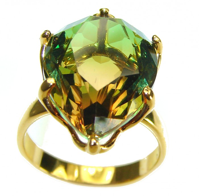 Brazilian Tourmaline 18K Gold over .925 Sterling Silver Perfectly handcrafted Ring s. 6 - photo 1