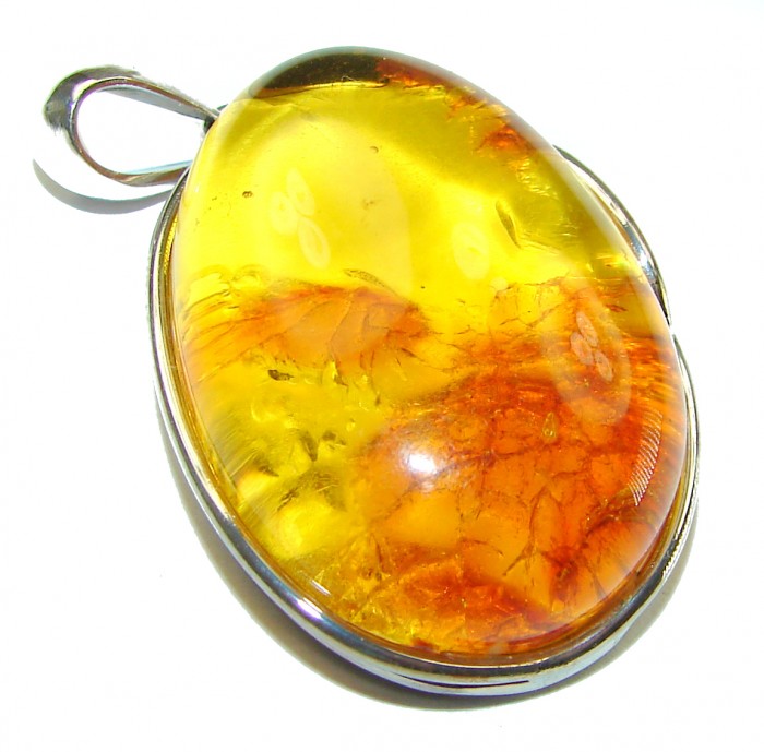 The best quality authentic Golden Baltic Amber .925 Sterling Silver handcrafted pendant - photo 1