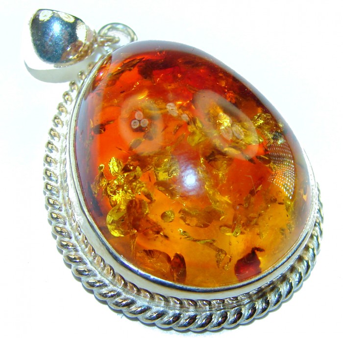 Vintage Beauty authentic Baltic Amber .925 Sterling Silver handcrafted pendant - photo 1