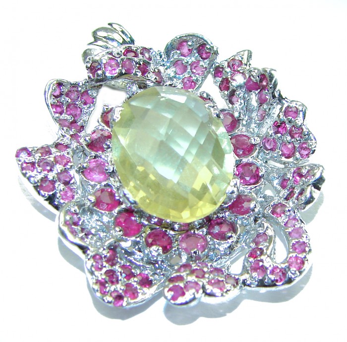 Monica 51.2 carat Citrine Ruby .925 Sterling Silver handmade Statement pendant - photo 3