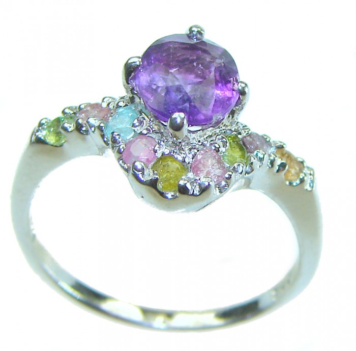 Classic design 4.5 carat Amethyst .925 Sterling Silver Handcrafted Ring size 6 1/4 - photo 2