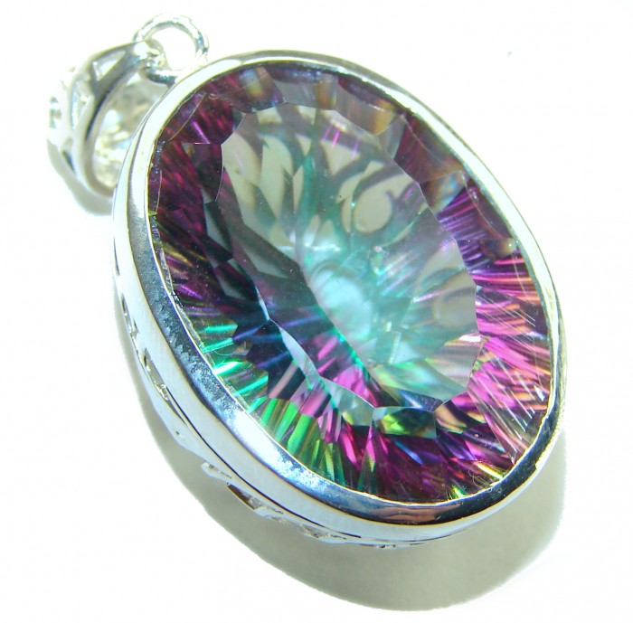 26.5 carat oval cut Mystic Topaz .925 Sterling Silver handcrafted Pendant - photo 3