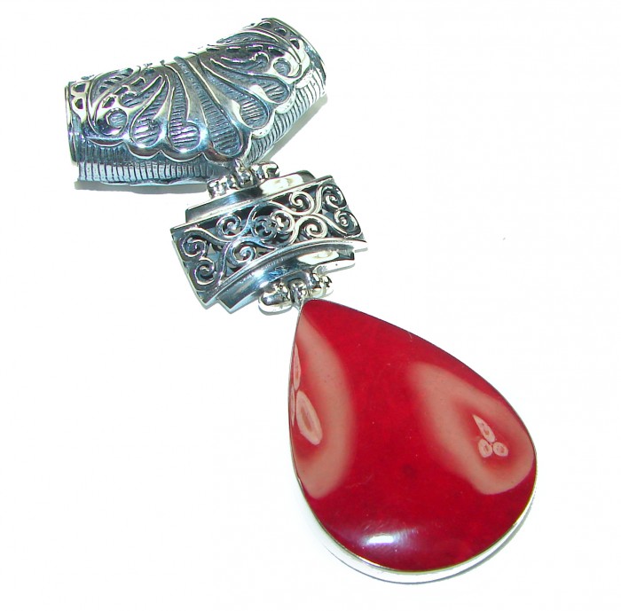 Bright Energy Authentic Coral .925 Sterling Silver Bali handmade pendant - photo 3
