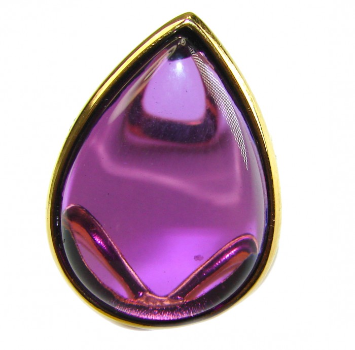 Purple Tear 22.2 carat Amethyst 14K Gold over .925 Sterling Silver Handcrafted Large Ring size 7 - photo 2
