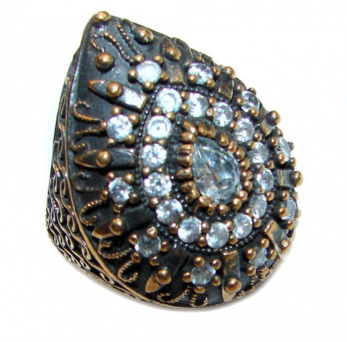 Victorian Style White Topaz Copper over Sterling Silver ring; s. 5 1/2 - photo 1