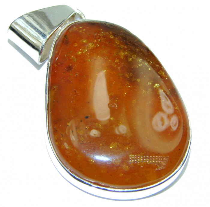 Genuine Honey Baltic Amber .925 Sterling Silver handmade pendant - photo 2