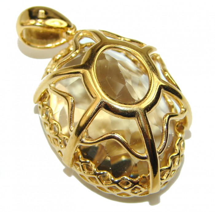 Authentic Golden Lemon Quartz 18K Gold over .925 Sterling Silver handmade Pendant - photo 2