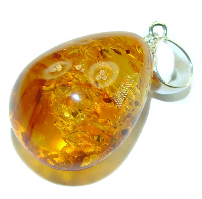 Prehistoric Beauty authentic Baltic Amber .925 Sterling Silver handcrafted pendant - photo 1