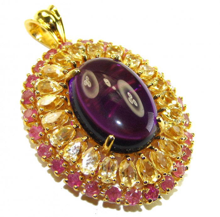 Vintage Design Amethyst 14K Gold over .925 Sterling Silver handcrafted Pendant - photo 1