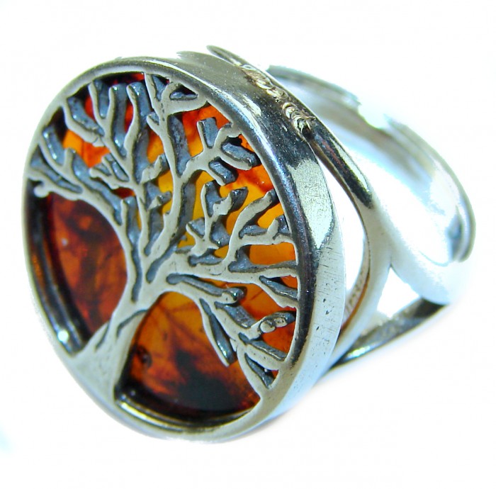 Family Tree Authentic Baltic Amber .925 Sterling Silver handcrafted ring s. 6 1/4 - photo 1