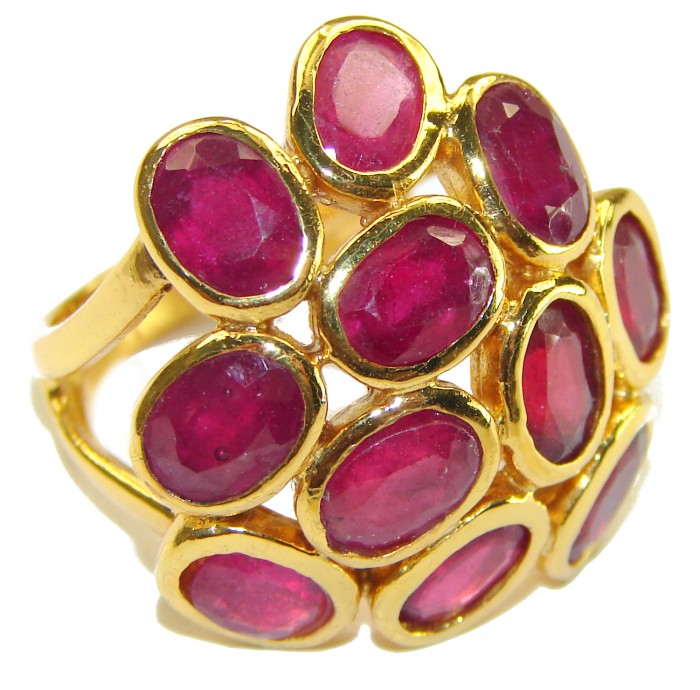 The Crimson Flame 33.5 CARAT Ruby 24K Gold over .925 Sterling Silver handcrafted Ring Statement Ring s. 7 3/4 - photo 3