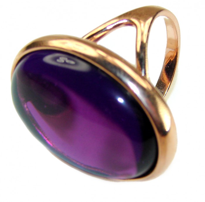 Purple Full Moon 20 Amethyst 14K Gold over .925 Sterling Silver Handcrafted Large Ring size 7 - photo 1