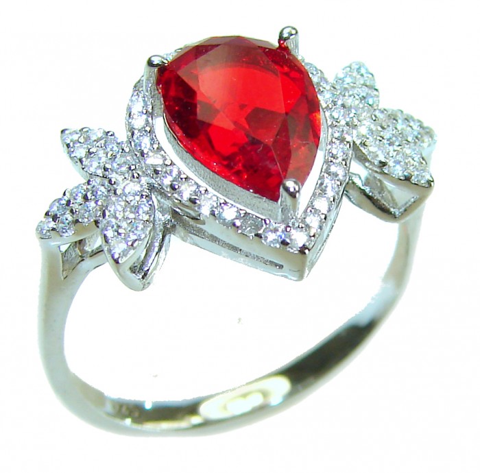 Luxurious 6.2 carat Ruby .925 Sterling Silver handcrafted Ring size 7 1/4 - photo 2