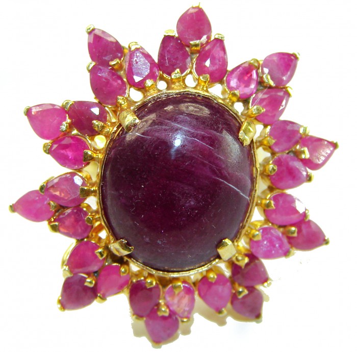 Born to Glam authentic 28.5 carat Kasmir Ruby 18K Gold over .925 Silver handcrafted Eternity Ring s. 7 - photo 3